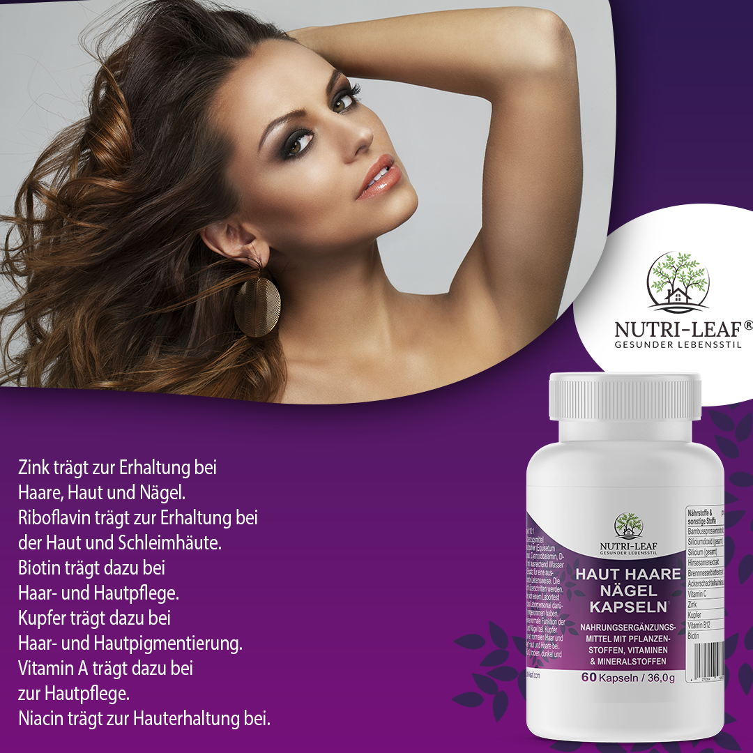 Biotin + Silizium + Vitamin C für Haut, Haare & Nägel – Bambus, Hirse & Brennnessel Formel für Wachstum & Schönheit von innen Ohne Zucker, Clean Label, Made in Germany 🇩🇪 – NUTRI-LEAF