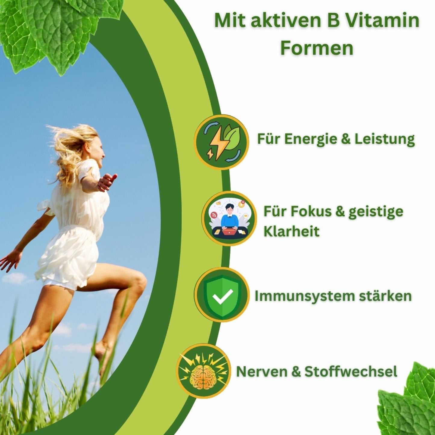 Vitamin B Komplex hochdosiert mit allen 8 B-Vitaminen – für Energie, Nerven & geistige Leistung – vegan & ohne Zusatzstoffe – 60 Kapseln – Made in Germany – NUTRI-LEAF
