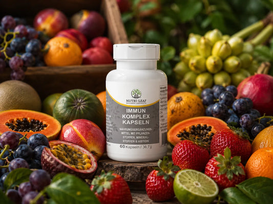 Product still of Nutri-Leaf Immunity Complex capsules.