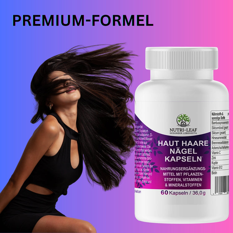 Haarvitamine – Biotin, Zink, Vitamin C & Silizium (Bambus) | NUTRI-LEAF